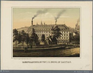 Die Baumwollspinnerei von B. G. Erckel in Harthau (Chemnitz-Harthau), aus: Blatt aus dem "Album der sächsischen Industrie …"