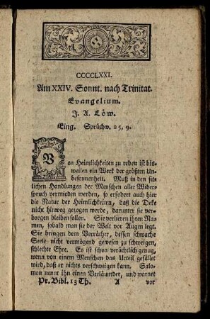 CCCCLXXI. Am XXIV. Sonnt. nach Trinitat. Evangelium.