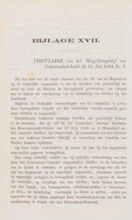 Bijlage XVII. Circulaire van het Hoog-Geregtshof van Nederlandsch-Indie dd. 31 Juli 1863 No. 2