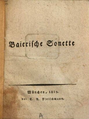 Baierische Sonette