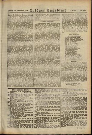 Zweite Ausgabe vom Freitag, den 30. September 1921.