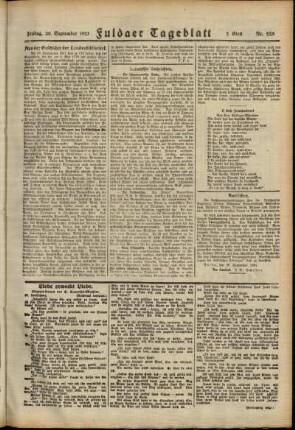 Zweite Ausgabe vom Freitag, den 30. September 1921.