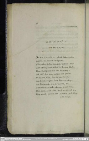 An Amalia. Im Juny 1795