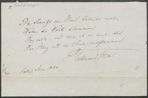 Die Schrift der Hand bedeutet nichts (Incipit der Unterlage)