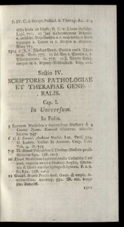 Sectio IV. Scriptores Pathologiae Et Therapiae Generalis.