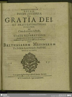 2: De Gratia Dei, Et Praedestinatione Fidelium : In novem & viginti quaestiones distributa ...