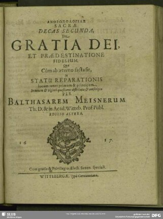 2: De Gratia Dei, Et Praedestinatione Fidelium : In novem & viginti quaestiones distributa ...