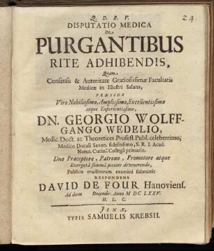 Disputatio Medica De Purgantibus Rite Adhibendis