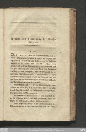 Begriff und Eintheilung der Methodenlehre.