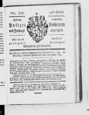 44tes Stück., Ausgabe vom 3. November 1784