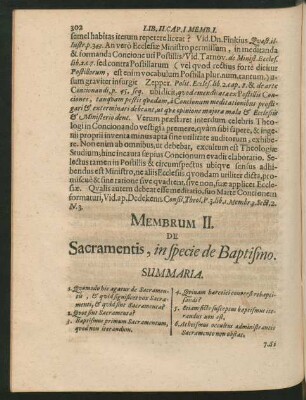 Membrum II. De Sacramentis, in specie de Baptismo.
