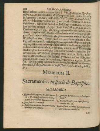 Membrum II. De Sacramentis, in specie de Baptismo.