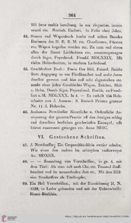 VI. Gestochene Schriften