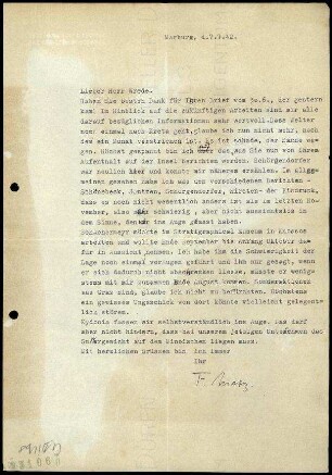 F. Matz an W. Wrede