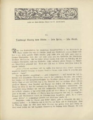 XI. Landvogt Georg von Stein; - sein Heim, - sein Grab
