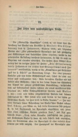 38-61 Zur Lehre vom tausendjährigen Reiche