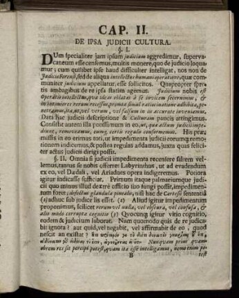 Cap. II. De Ipsa Judicii Cultura.