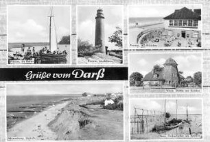 Darß (Landschaft). Holländermühle u.a. Ansichten, Ansichtskarte