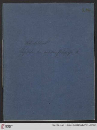 2: Windelband. Geschichte der antiken Philosophie II (Manuskripttitel)