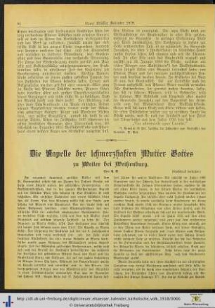 Die Kapelle der schmerzhaften Mutter Gottes.