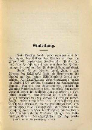 Die Verfassung des Deutschen Reiches vom 16. April 1871 nebst verfassungsrechtlichen Nebengesetzen, Verträgen : Mit Anmerkungen u. Sachregister hsg. v. Max Proebst