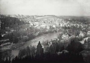 Waldheim, Stadtansicht : Waldheim (Kreis Döbeln). Blick vom Wachberg über die Zschopau nach Nordwesten