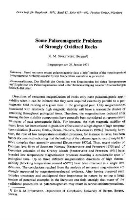 Some palaeomagnetic problems of strongly oxidized rocks