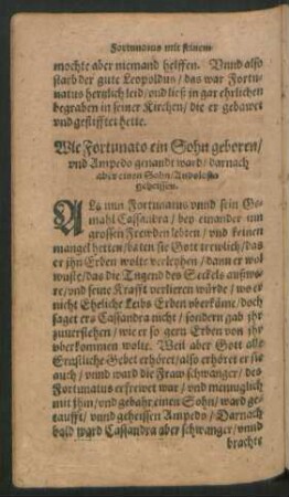 Wie Fortunato ein Sohn geboren/ und Ampedo genandt ward/ darnach aber ein Sohn/ Andolosia geheissen.