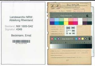 Entnazifizierung Ernst Beckmann , geb. 11.05.1895 (Wirtschaftsberater)