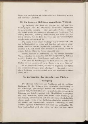 III. Die äusseren Einflüssen vorgreifende Wirkung.