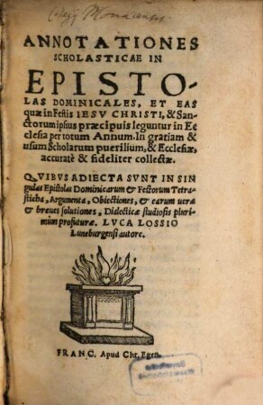 Annotationes scholasticae in Epistolas dominicales
