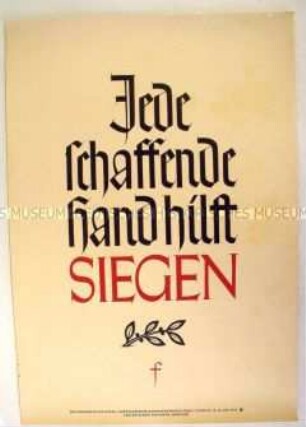 Schmuckblatt "Wochenspruch der NSDAP" mit einem patriotischen Ausspruch (anonym)