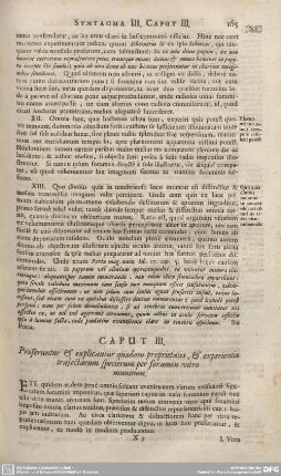 Caput III. Proferuntur et explicantur quaedam proprietates et experientiae trajectarum specierum per foramen vitro munitum.