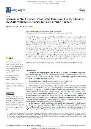 German or not German: That is the question! On the status of the autochthonous dialects in East Lorraine (France)