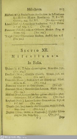 Sectio XII. Miscellanea