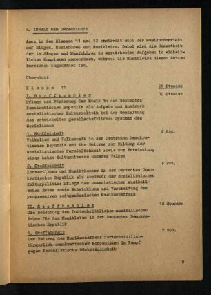 Inhalt des Unterrichts