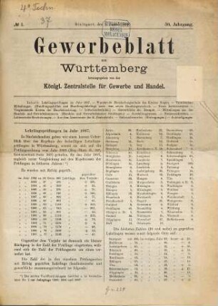 Gewerbeblatt aus Württemberg. 1898 = Jg. 50