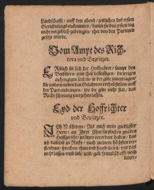 Vom Ampt des Richters und Beysitzer.