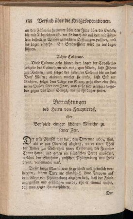 Betrachtungen des Herrn von Feuquieres, oder Beyspiele einiger schönen Märsche zu seiner Zeit
