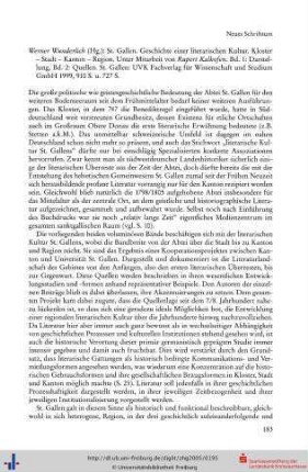 Werner Wunderlich (Hg.): St. Gallen. Geschichte einer literarischen Kultur. Kloster - Stadt - Kanton - Region. Unter Mitarbeit von Rupert Kalkofen.