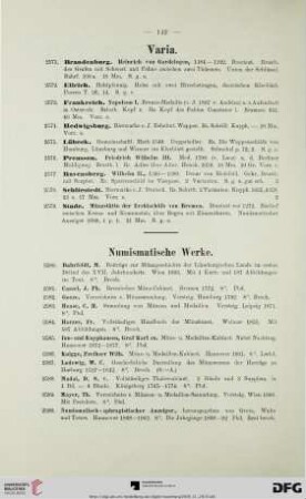 Numismatische Werke (Nr. 2580-2598)