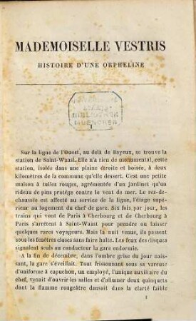 Mademoiselle Vestris : Histoire d'une orpheline par Ernest Daudet