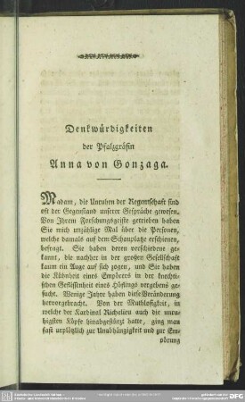 Denkwürdigkeiten der Pfalzgräfin Anna von Gonzaga