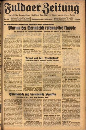 Ausgabe vom Mittwoch, den 26. Oktober 1938.
