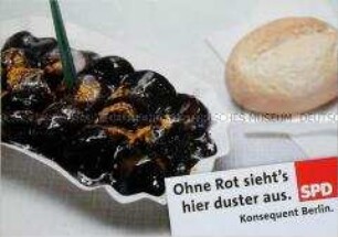 Wahlplakat der SPD zur Wahl des Berliner Abgeordnetenhauses am 19. September 2006 (Motiv: Currywurst)