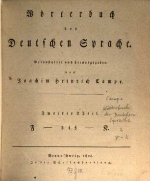 Wörterbuch der deutschen Sprache, 2. F bis K