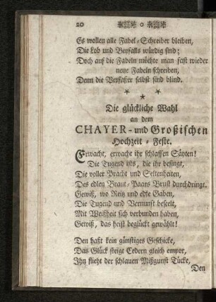 Die glückliche Wahl aus dem Chayer und Großischen Hochzeit-Feste.