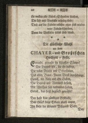 Die glückliche Wahl aus dem Chayer und Großischen Hochzeit-Feste.
