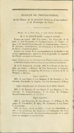 Extrait du proces-verbal de la Séance de la Société Royale d'Agriculture et de Botanique de Gand.