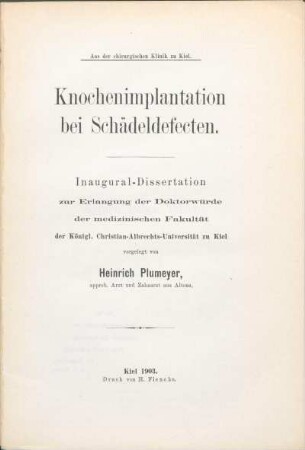 Knochenimplantation bei Schädeldefecten